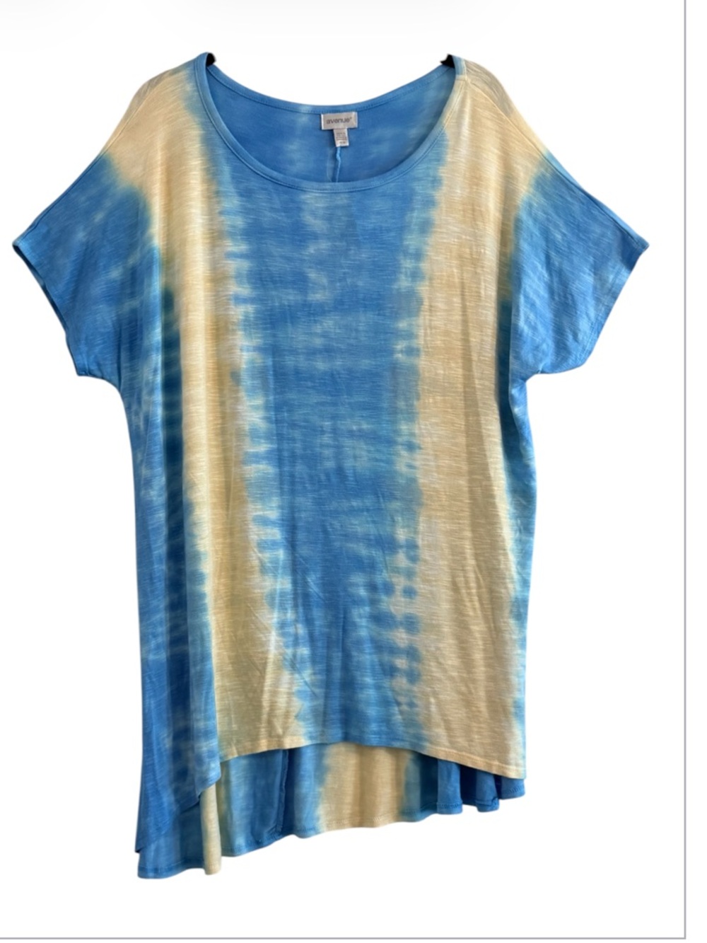 Avenue Blue and White Tie Dye High Low Hemline Top Size 14/16 NWT